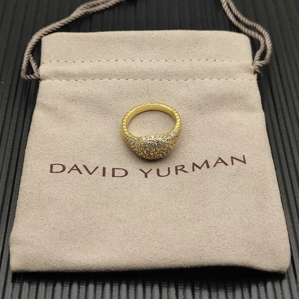 David Yurman Gold and White Diamond Ring with New York Light